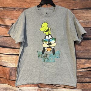 Disney Goofy Walt Disney World Parks T-Shirt Mens Gray L Sunglasses Vacation Tee